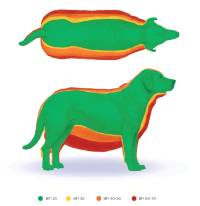 Schematische weergave van mate van overgewicht bij de hond